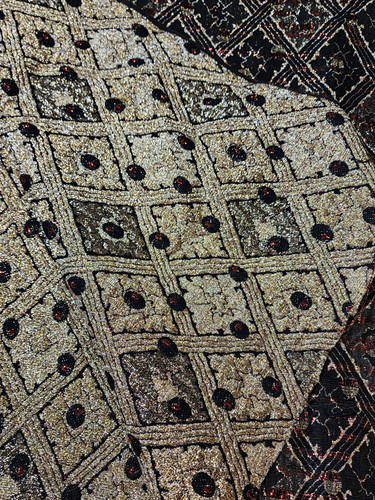 Vintage Hollywood Regency Gold Black Red Abstract Brocade Metallic 52" x 40.5" - Picture 12 of 13