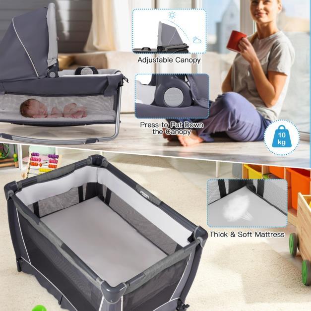 4in1 Portable Folding Baby Cradle Change Table Playpen