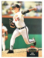 JIM POOLE Baltimore Orioles, Indians 1992 Topps Stadium Club Baseball Card #412