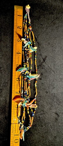 Handmade Vintage Shell Chip Rainbow Seed Bead Natural Wrapped Heishi Necklace - Picture 5 of 5