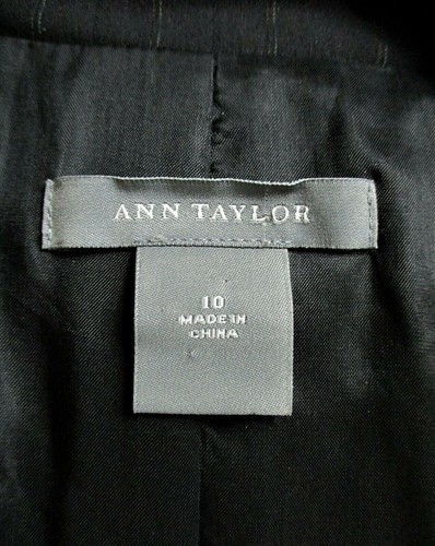 Ann Taylor womens Sz 10 L/S black GRAY pinstripe WOOL button LINED jacket (B5)pm - Picture 7 of 8