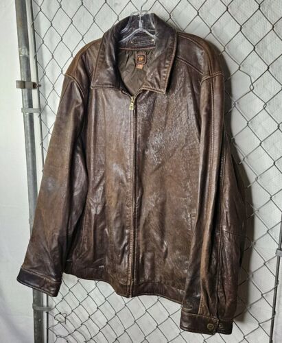 LW Wilson Leather Heavy Brown Bomber Lederjacke mit Innentaschen 2XL XXL EUC - Bild 3 von 10