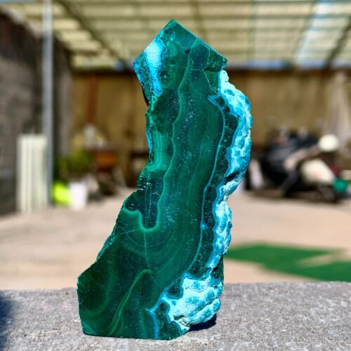 38G Natural Chrysocolla/Malachite transparent cluster mineral obelisk healing