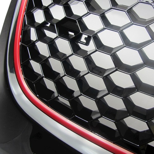 JOM Kühlergrill für VW Golf 5 GT GTI GT Sport Grill Frontgrill schwarz ro - Afbeelding 3 van 4