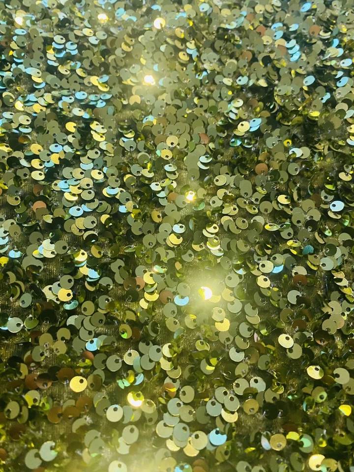 Olive Sequin on Stretch Velvet 4-Way stretch fabric by the yard 60" Wide - Image 2 of 4