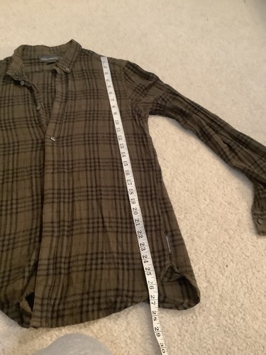 French Connection Green Black Checkered flannel plaid shirt medium Unisex Mens M - Picture 8 of 9