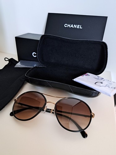 NWT CHANEL 4228-Q LEATHER FRAME AVIATOR WOMEN'S SUNGLASSES. MADE IN: ITALY - Picture 15 of 24