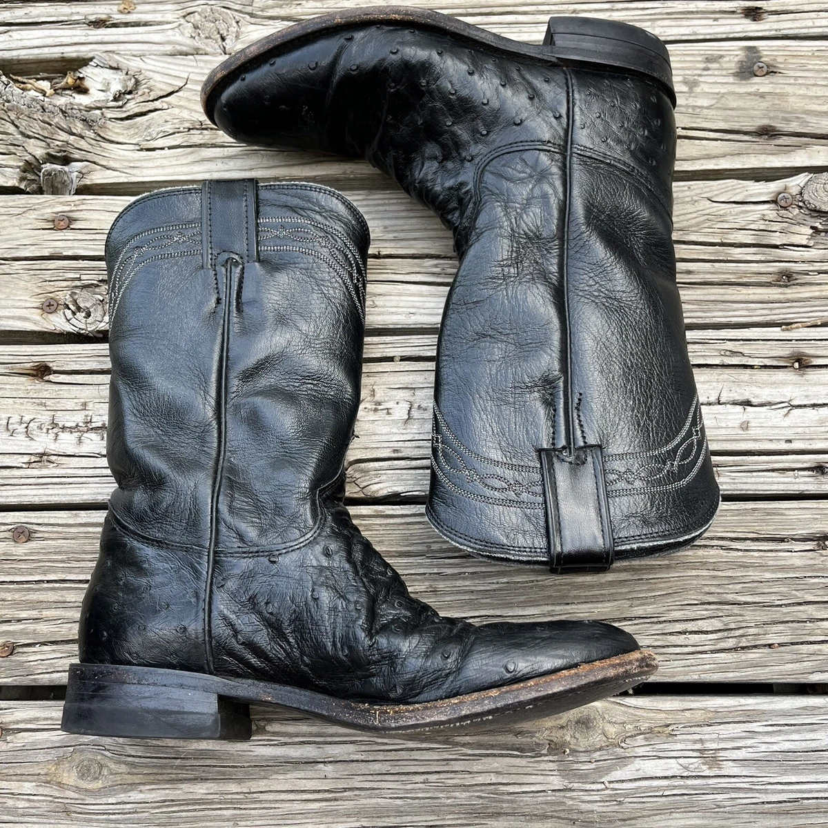 Justin ostrich cheap roper boots