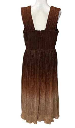 Dress the Population Women's Evening Dress Brown Gold Metallic Size L Cocktail - Picture 4 of 10