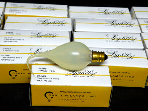 Candle/Chandelier Bulbs (17) Silicone Dipped 7 Watt 120V Clear #3993 New Unopen - Picture 2 of 3