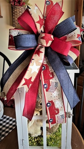 JULY 4th, MEMORIAL DAY. TRUCK PATRIOTIC, BOW WIRED RIBBON / WREATH MAIL # 27 - Picture 4 of 5