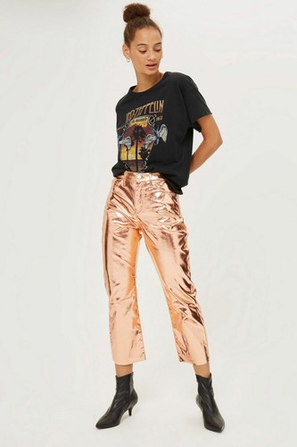 NWT TOPSHOP Dree METALLIC Copper MOTO 