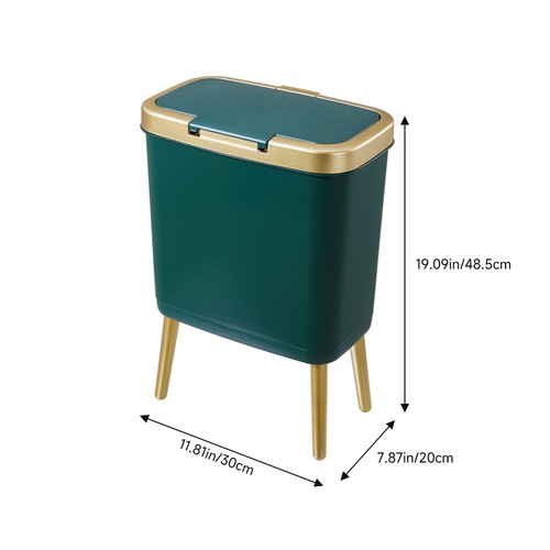 Kitchen Garbage Recycling Bin Press Top Dustbin Bathroom Slim HighFoot Trash Can - Picture 38 of 44