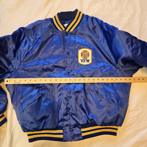 Vintage Mens VFW Blue Satin Jacket XL 48 / 50  Made in USA ~ King Louie - Picture 7 of 7