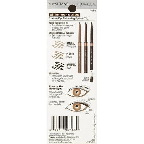 Physicians Formula Shimmer Strips Eyeliner Trio 7568 Nude Playful Dramatic Looks - Picture 2 of 2