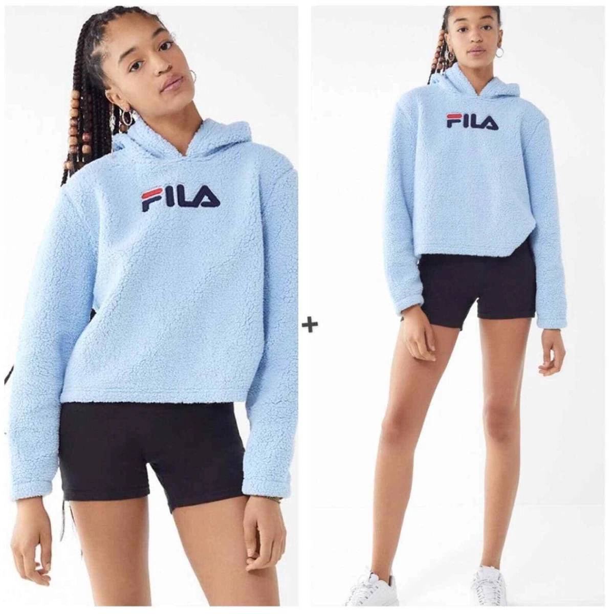 wet Ontslag Trouwens FILA Urban Outfitters Women&#039;s Blue Teddy Sweatshirt Small Hoodie Logo  Graphic | eBay