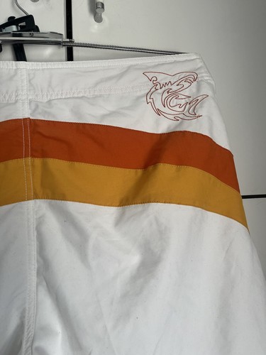 Mens Speedo Shorts size 36 bermuda surf white orange beach summer retro - Picture 15 of 24