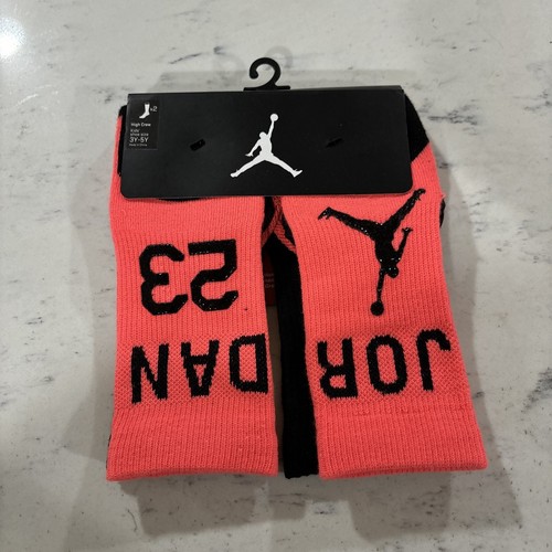 New Nike Jordan Youth Skyline 2-Pack High Crew Socks Red Black Size 7-9 3Y-5Y - Picture 2 of 8