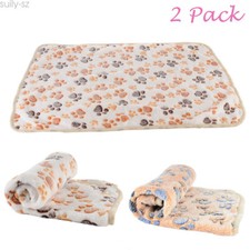 Puppy Blanket for Pet Cushion Dog Cat Bed Soft Warm Sleep Mat Paw Print 2Pcs