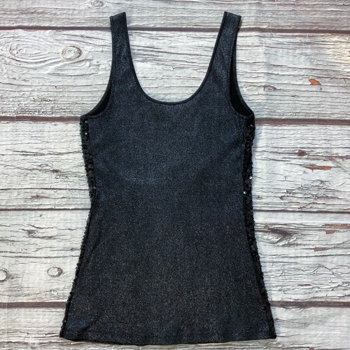 Express Womens Top size Large Junior Black Pullover Tank Sequin Front Stretch L - Picture 8 of 10