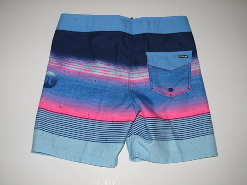 Hurley Boys 4 Blue Pink Stripe Board Shorts Beach Summer Swim - Picture 3 of 3