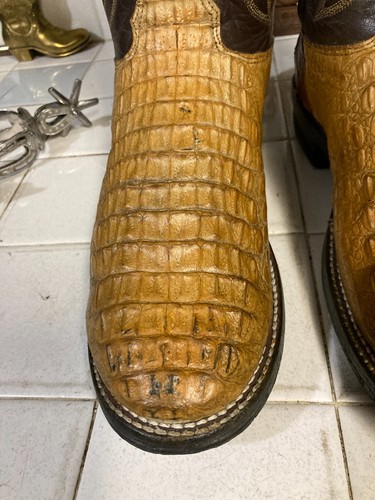 Larry Mahan Vintage Buttercup Caiman Leather Alligator Western Boots 10.5 D - Picture 8 of 21