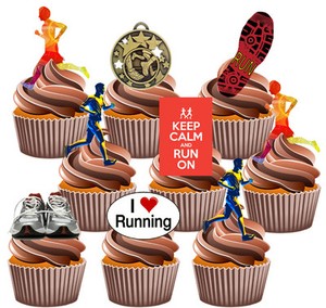 Running Runner Party Pack Cake Decorations 36 Edible Stand Up Cupcake Toppers Ebay