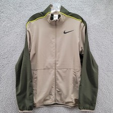 Nike Men's Jacket Dri-Fit Training Full Zip Beige Green DM6619-351 Size Small
