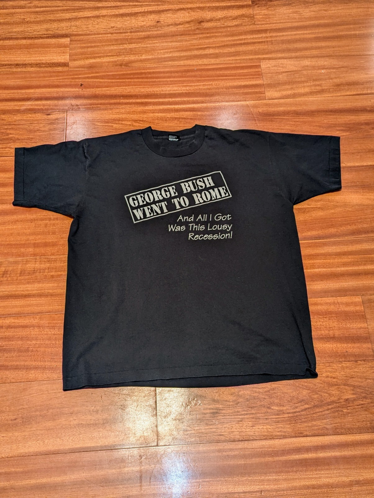 ALTRA Camicia divertente vintage George Bush 1991 Tour Recession taglia 2XL punto singolo politica