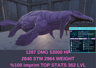 Mosasaurus 1287 DMG 52640 HP %100 imprint Ark Survival Ascended Official PVE