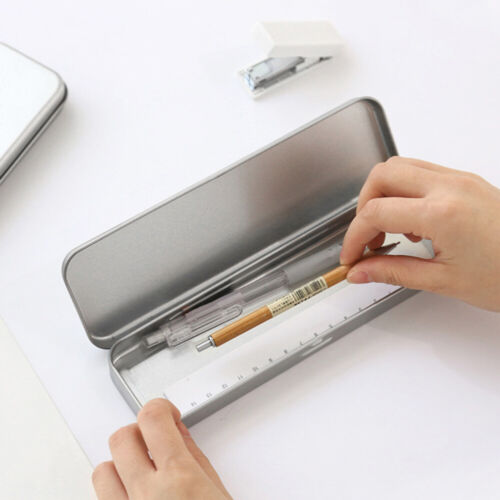 2 Pcs anime pencil case Hinged Tin Box Container Tinplate Stationery Box Metal - Picture 8 of 12