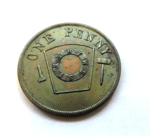 1864 MASÓNICO LOS ANGELES CAL. CAPÍTULO Nº33 R.A.M. FICHA DE UN CENTAVO - Imagen 2 de 2