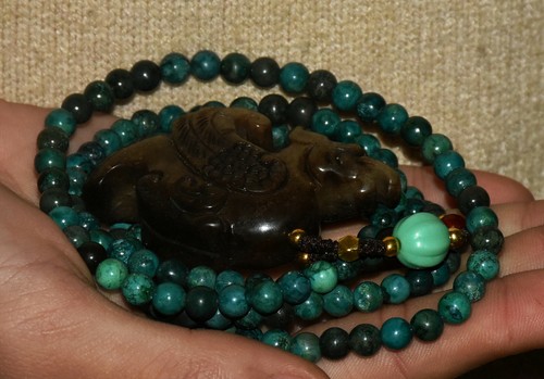 50CM Old China Hetian Jade Carving Phoenix Bird Pray Necklace Amulet Pendant - Picture 8 of 8