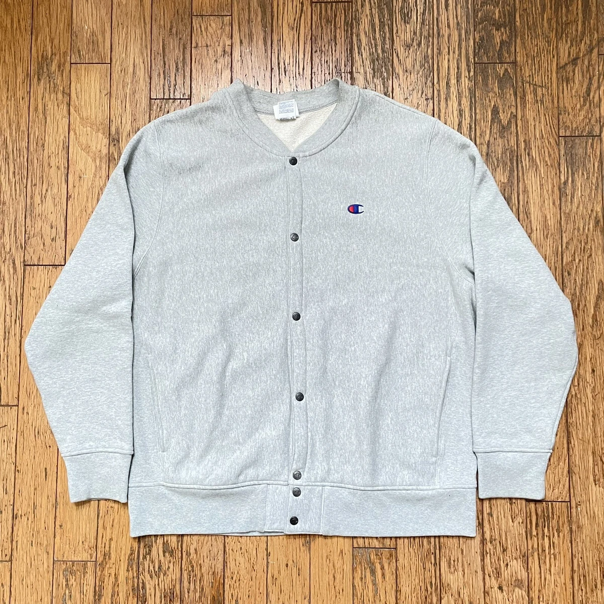 Champion Reverse Weave Button Up Sweatshirt Size 2XL Gray Jacket