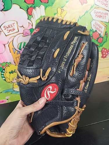 Guanto da baseball Rawlings 12,5 sinistro. Pelle nera marrone PP125BT pieno fiore - Foto 1 di 24