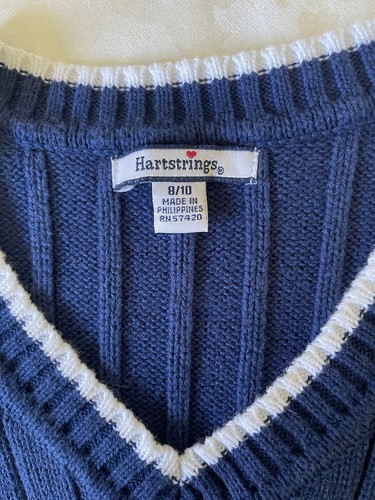 Hartstrings Boys Blue Sweater Vest V Neck Sleevless 8/10 - Picture 2 of 2