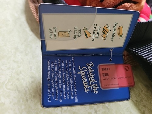 Bark Box berühmter Flamin Fetch N Floppy Fajitugs großer Hund quietschend & knisternd Neu mit Etikett - Bild 3 von 5