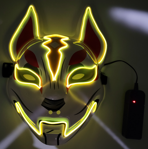 Halloween Clubbing Light Up Kitsune Fox LED Mask Costume Rave Cosplay EDC Party - Picture 15 of 41