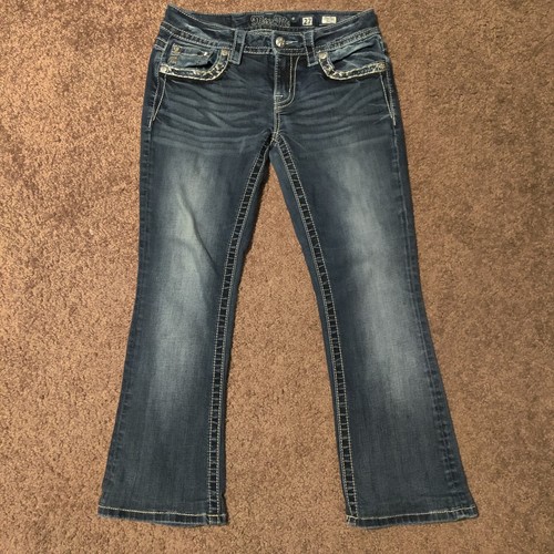 Miss Me Boot Cut Cropped Jeans Damen 27 verzierte bestickte Westernhose - Bild 2 von 7