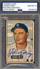 Johnny Mize Gem Mint 10 PSA DNA Signed 1951 Bowman Autograph