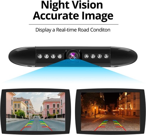 US License Plate Metal Frame Rear View Backup Camera CMOS HD 8 LED Night Vision - Picture 2 of 9