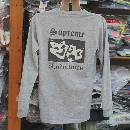 T-Shirt Lunga Manica Grigio Melange SS16 Supreme Productions Taglia M Media - Foto 2 di 10