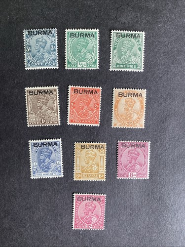 Burma 1937 O/P Definitive Part Set Mint With Hinge Remains Or Better.