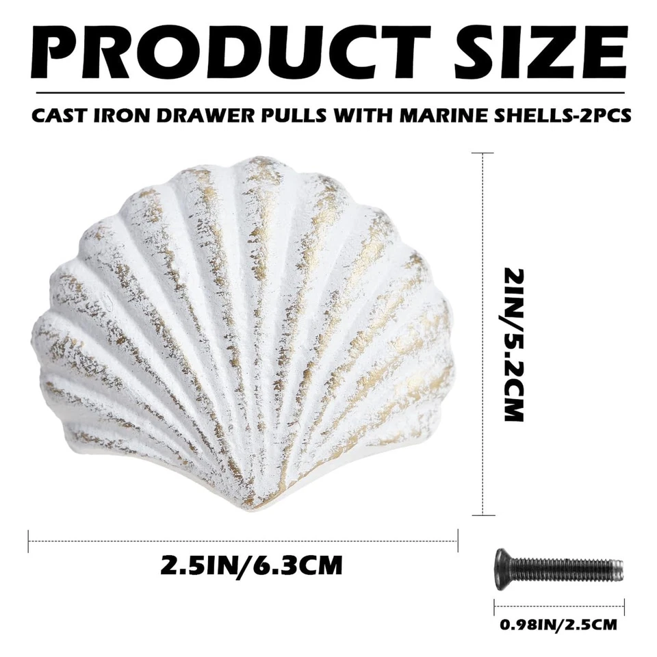 2 piezas perillas de concha marina estilo playa mar, perillas de tracción para gabinete, cajón, armario... Foto 2 de 4