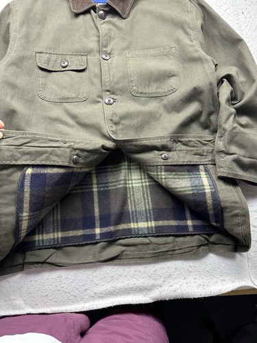 Vintage Men’s J.Crew Blanket Lined Chore Jacket 90s Size Small Green - Picture 5 of 7