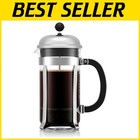 Elegant 34oz Chambord French Press in Borosilicate Glass & Polished Stainless