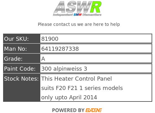 BMW Heater Control Panel F20 F21 1 SERIES Pre LCI 64119287338 - Picture 11 of 15