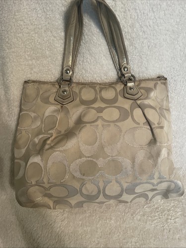 COACH Poppy Signature Lurex  Highlight Tote Shoulder Bag Purse K1082-16289 - Picture 6 of 18