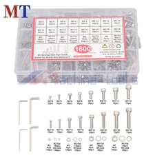 1600 Piece Metric Screw Assortment, M2 M3 M4 M5 Bolts in 304 Stainless Steel