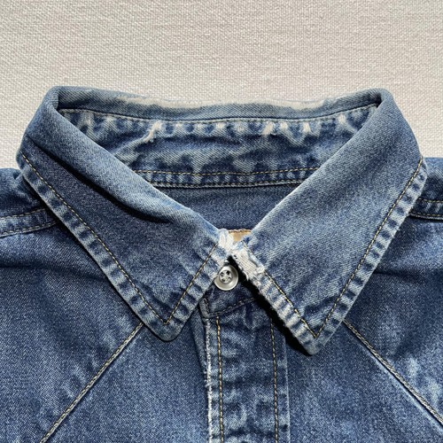Vintage Big Mac Denim Western Hemd Herren Large Blue Pearl Snap Workwear Passe - Bild 2 von 16